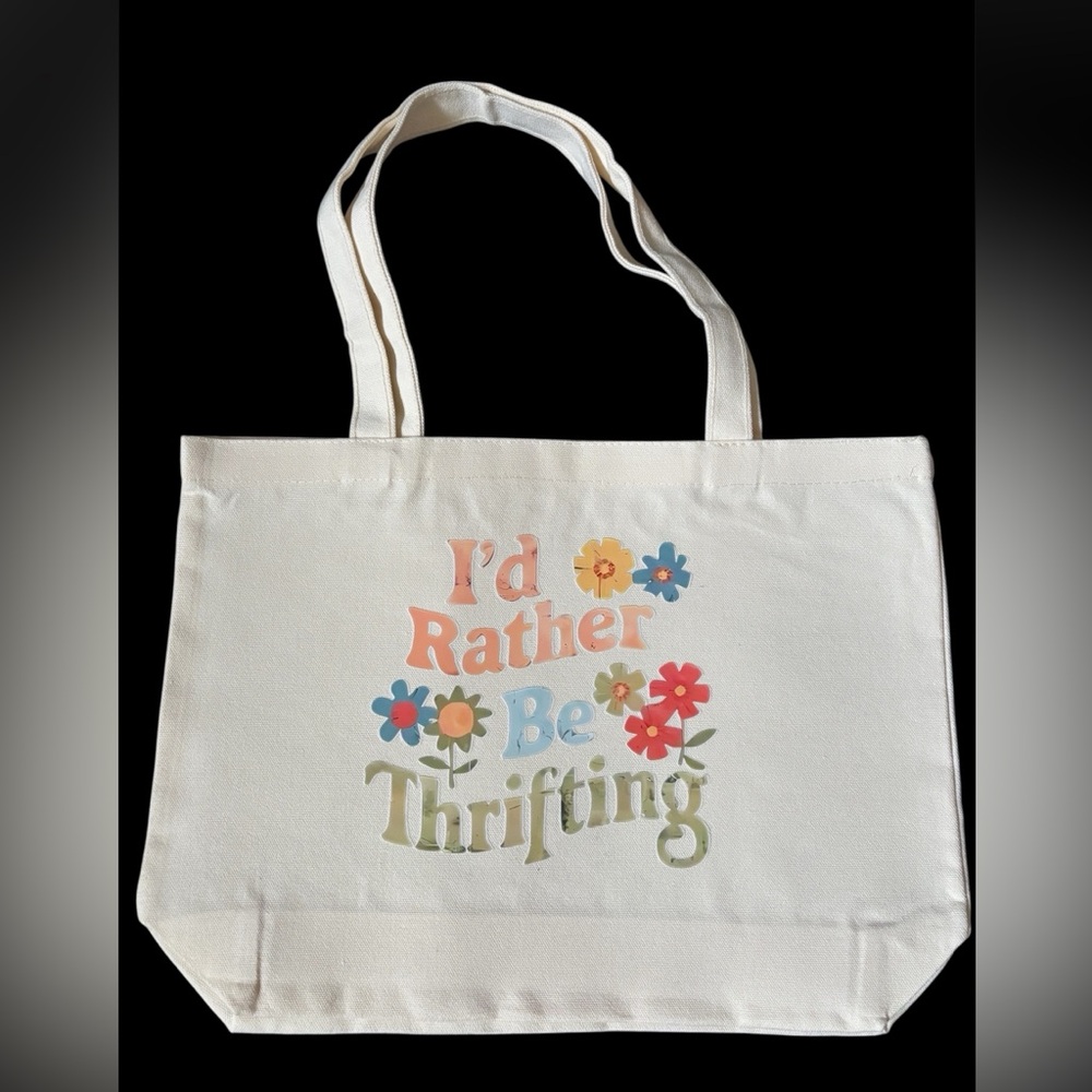 Stylish Cream Canvas Tote Bag with Floral Print